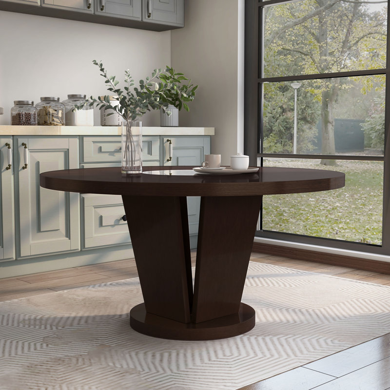 Giray Round Solid Wood Base Dining Table