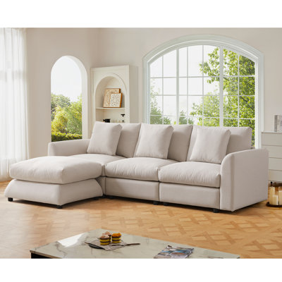 Arlynda 102.2"W Upholstery Modular Sectional, RAF, LAF, Ottoman