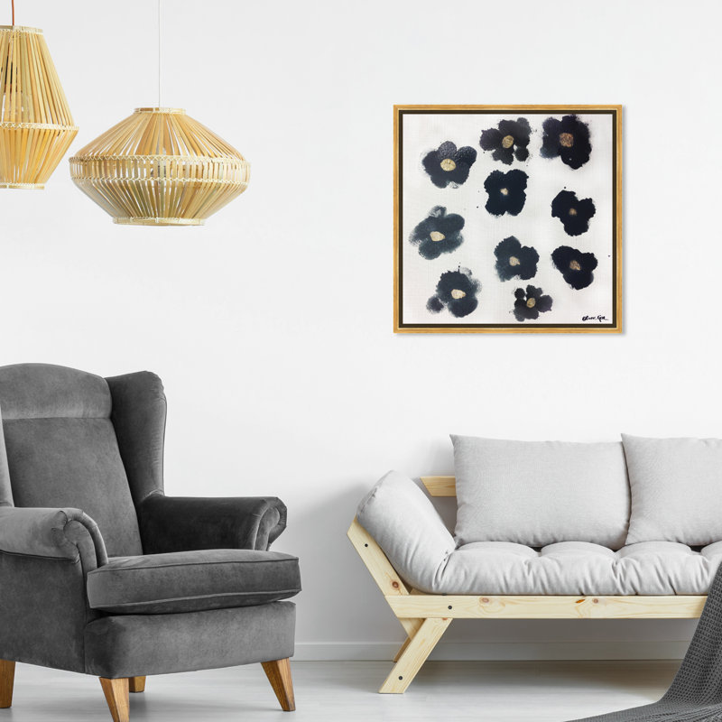 Coco's Gold Camellias - Graphic Art, Gold Framed, 20" H x 20" W, No Mat
