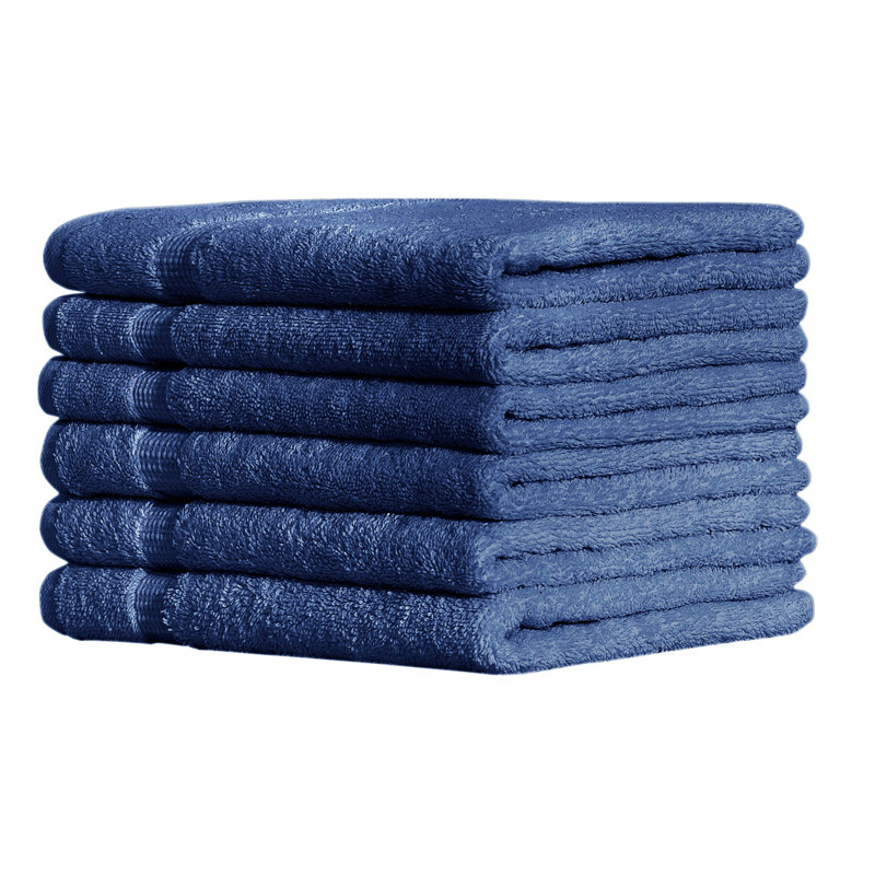 Ensemble de 4 serviettes en coton Antalya, Bleu marine