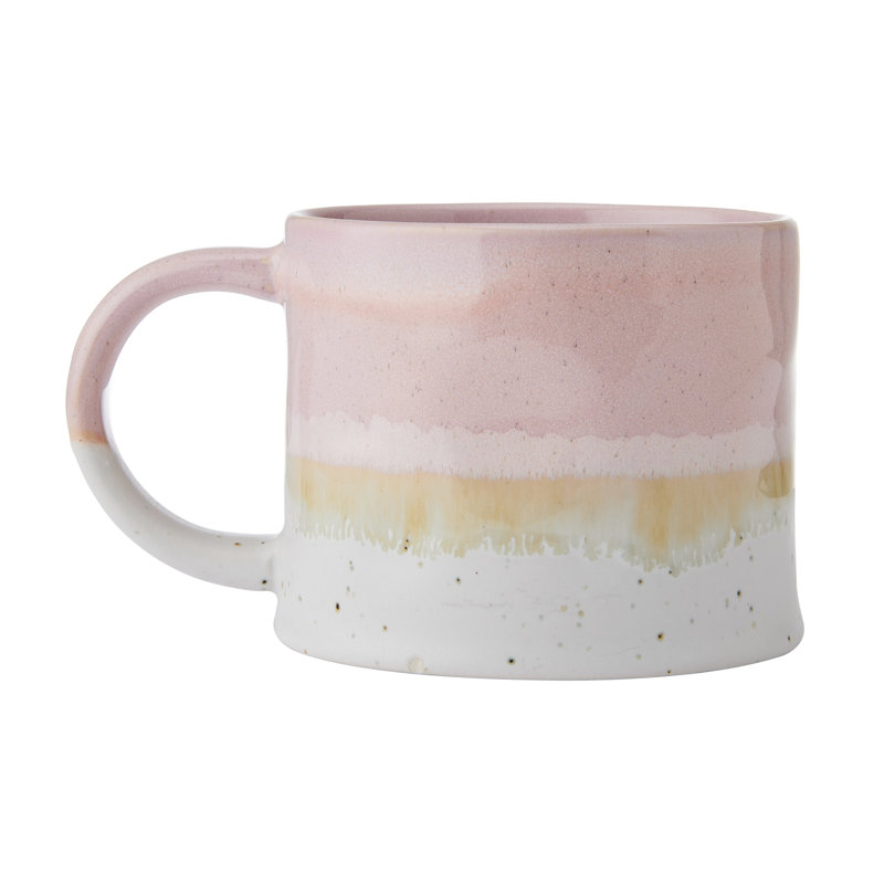 Mikasa Reactive Glaze Stoneware Mug Set, Set of 4 Durable Stoneware Cups, 450ml, Pink