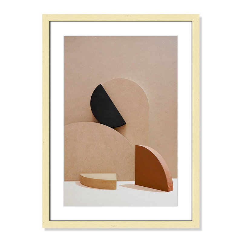 Neutral Harmony dévoilé par Casa Fine Arts, Cadre or en forme de boîte or, H 23 po x l 17 po, Blanc