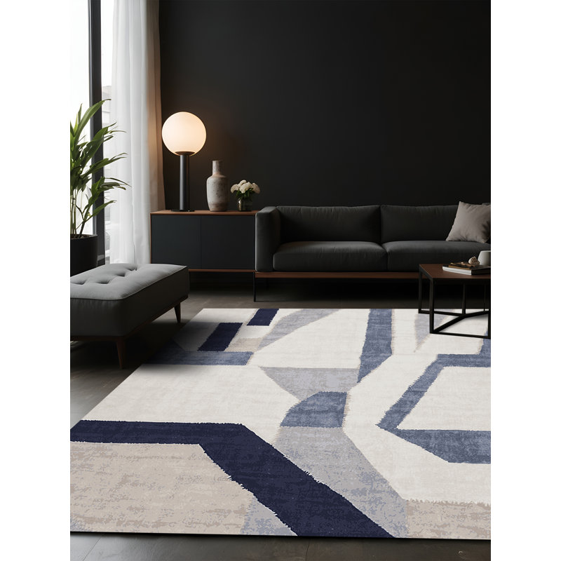 Tapis gris soyeux et moelleux, Rectangulaire 3 pi x 5 pi