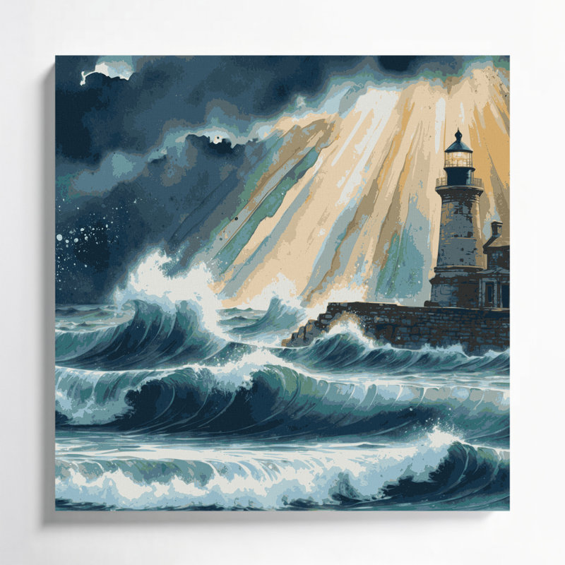 Art nautique gris sur toile, H 16 po x l 16 po