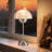 Selene 16.3"H Chrome LED Table Lamp–Striped Acrylic Mushroom Shade, 4-Level Touch Dimmable with Memory, Modern Plug-in Desk Light for Bedside, Dorm, Home Office-122941870