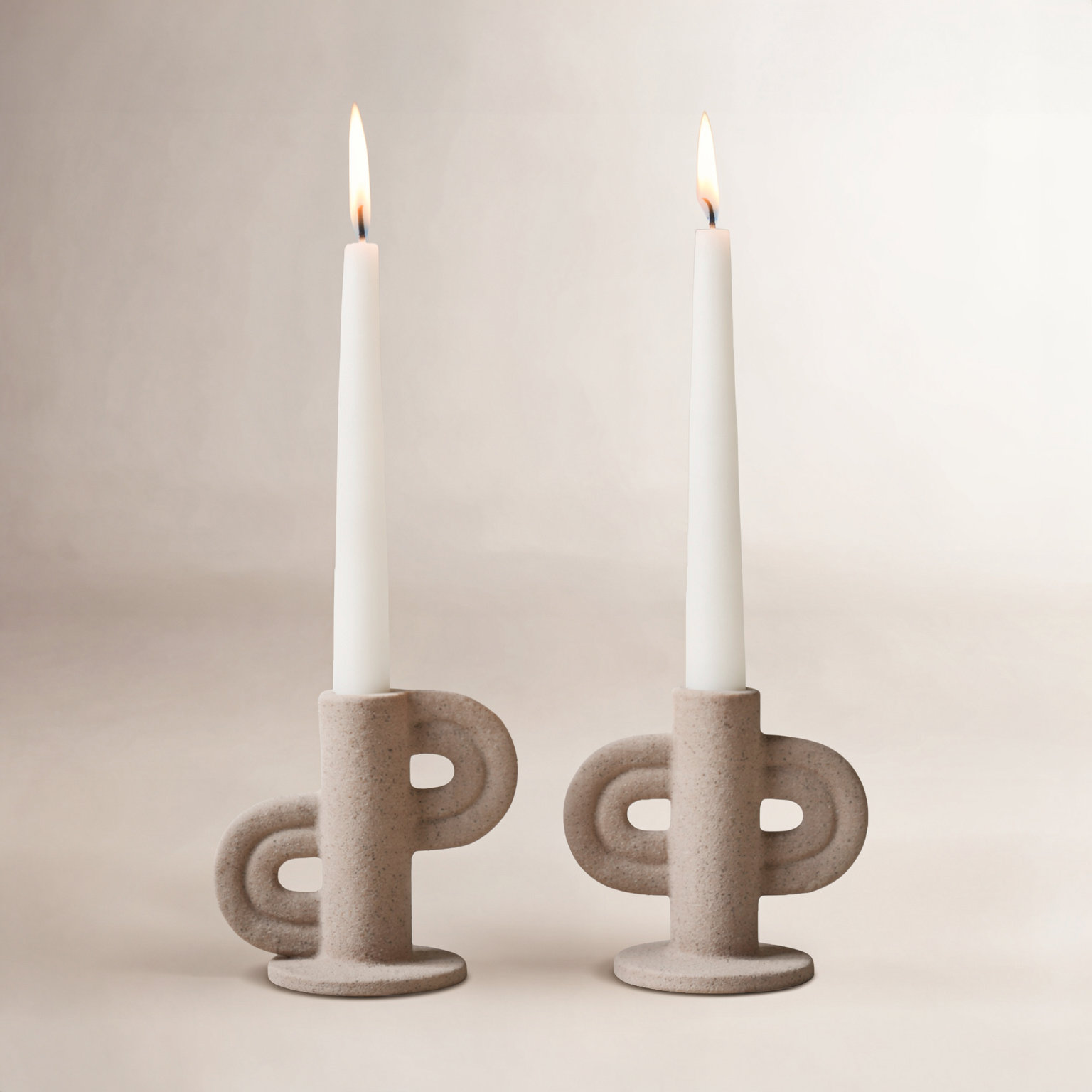 Ceramic Tabletop Candlestick, Nude