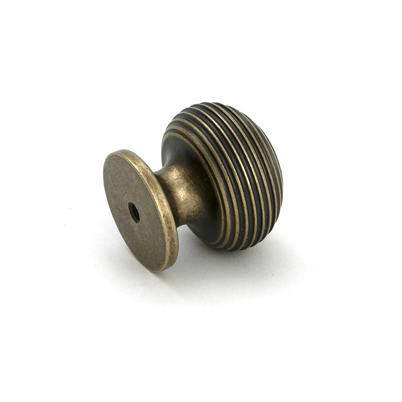 Beehive Cabinet Knob, Burnished Brass, 1.18" Knob Diameter