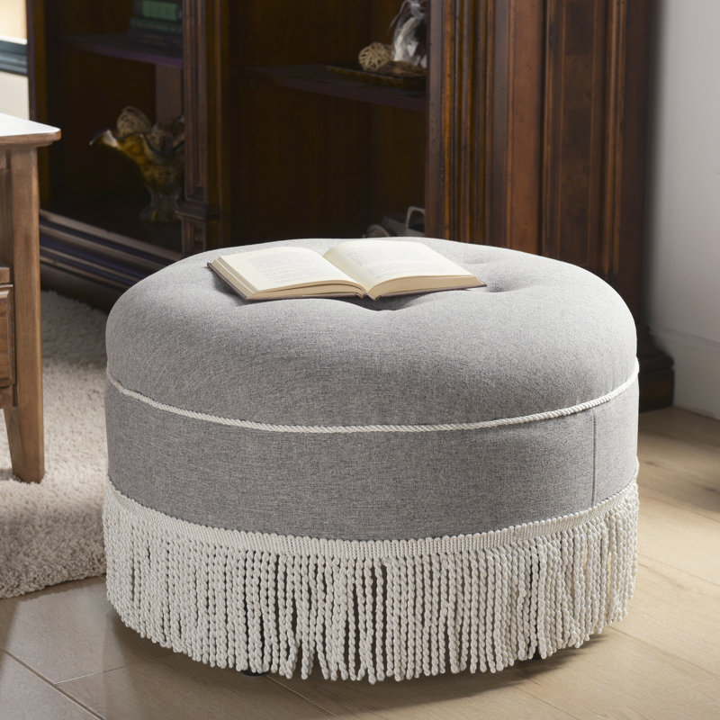 Neptune Upholstered Ottoman, Light Gray