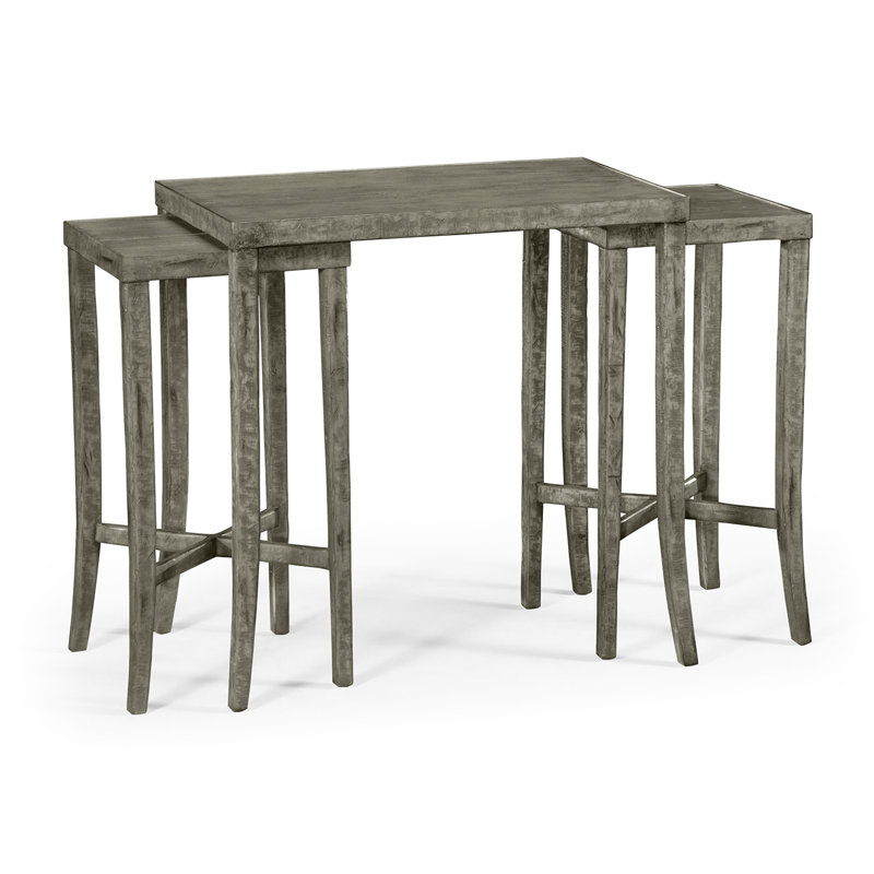 Casually Country Solid Wood Nesting Cocktail Table, Antique Dark Gray