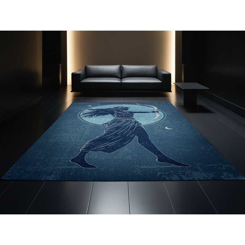 Tapis moelleux moelleux et moderne de style rustique et moderne au look rustique - reliure marine, 7 x 9