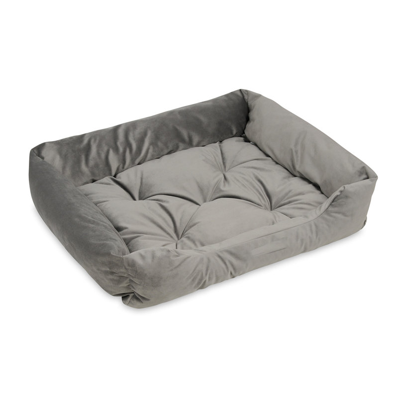 Terrill Velour Pet Bed, Grey