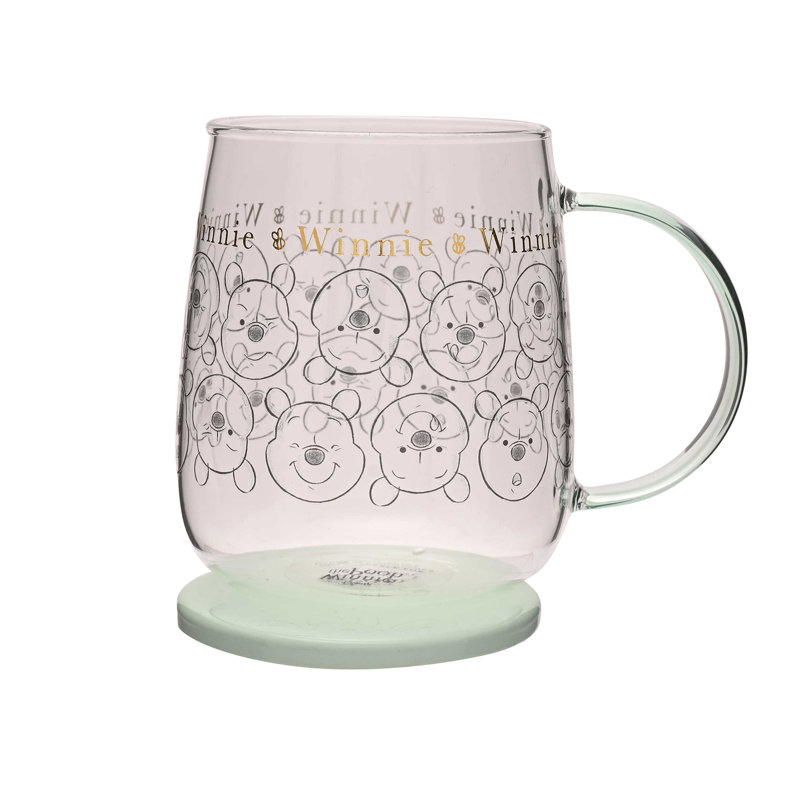 Disney Classic Collectable Glass Mug With Lid Winnie