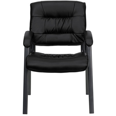Chaise d'appoint de réception rembourrée et capitonnée en cuir LeatherSoft Haeger