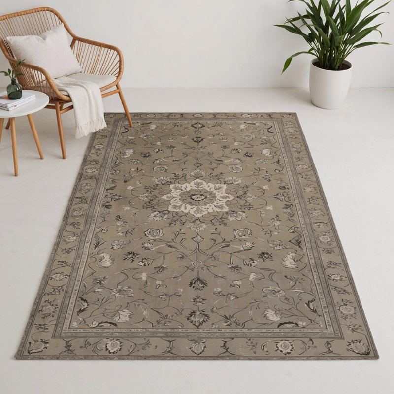 Tapis gris d'intérieur et d'extérieur Tabriz, Rectangle 5 pi x 7 pi