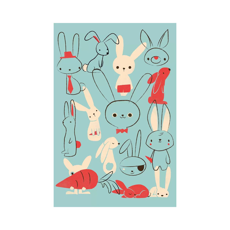 Bunnies Blue by Jay Fleck - Wrapped Canvas Painting, 152.5 cm H x 101.5 cm W