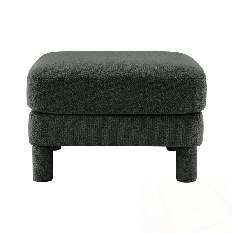 Polyester Ottoman With Four Sturdy Legs, Dark Gray