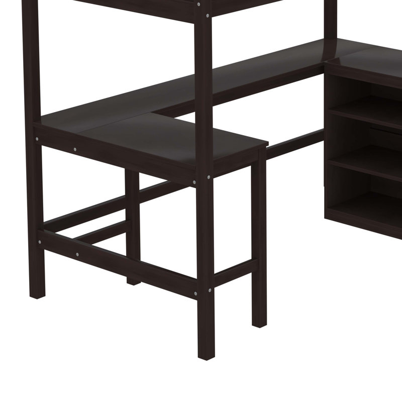 Enson Loft Bed with Built-in-Desk by Harriet Bee, Twin, Espresso