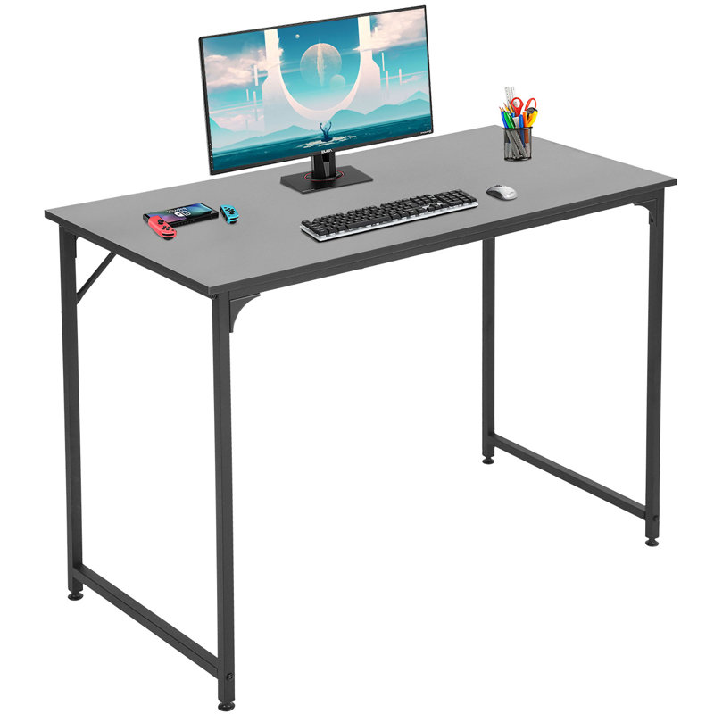 Office Desk Small Computer Desk Study and Writing Table Simple Modern Desk with Metal Frame for Home Office, Black