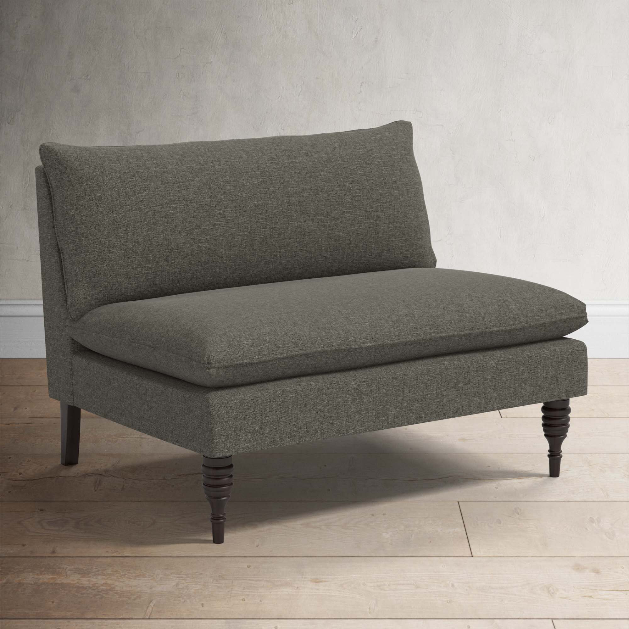 Varick 47'' Upholstered Settee, Zuma Charcoal Textured Linen