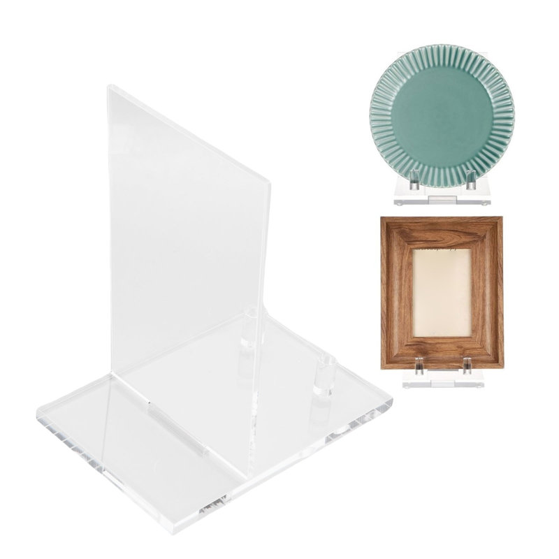 Présentoir à livres en acrylique avec cadre photo transparent pour la décoration de bureau à domicile ou sur un bureau.