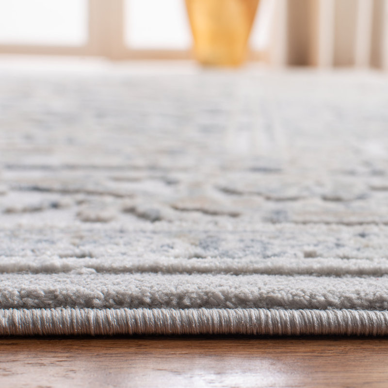 Elegant Gray Hand-Knotted Wool & Synthetic Area Rug