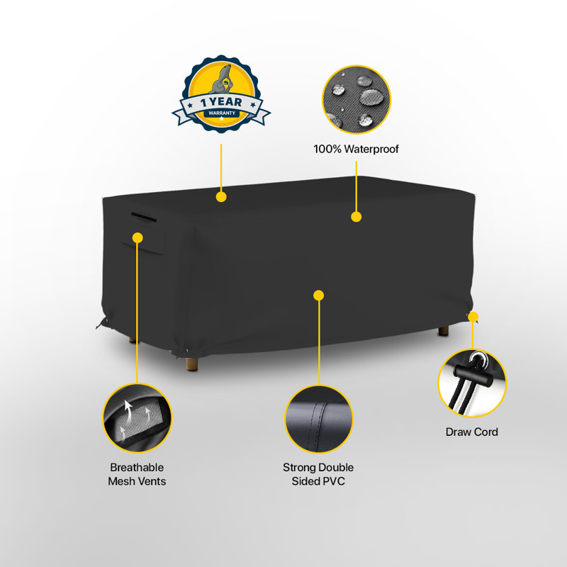 High-Density Waterproof Patio Deck Box Cover For Outdoor Rectangle Ottoman With Storage, Beige