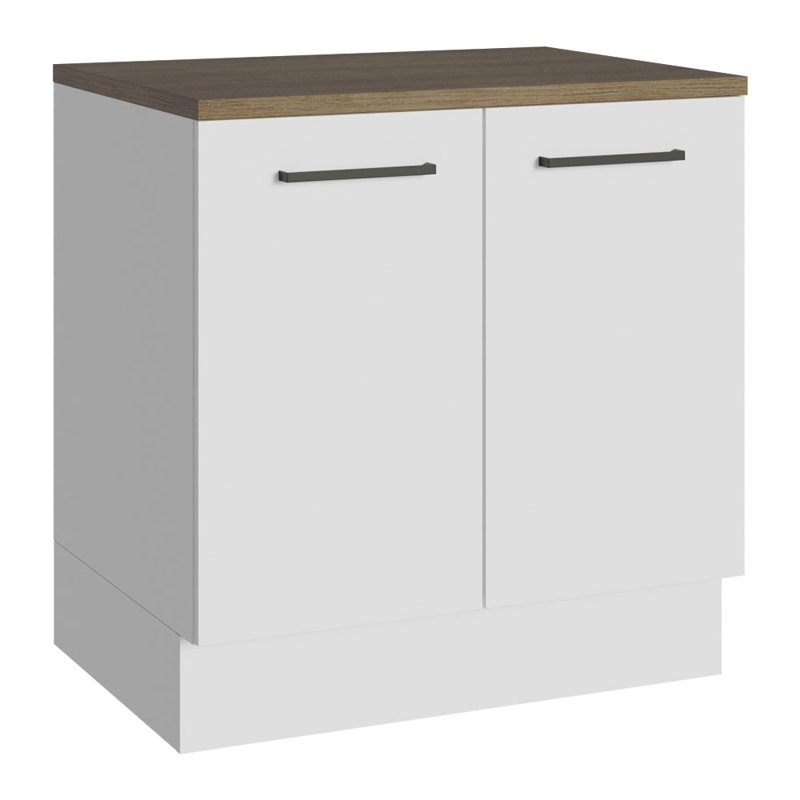 Latitude Run Compact Garage and Utility Room Base Storage Cabinet with 2 Doors and Tool Storage Shelves 33 Inch Wooden Organization Unit - White