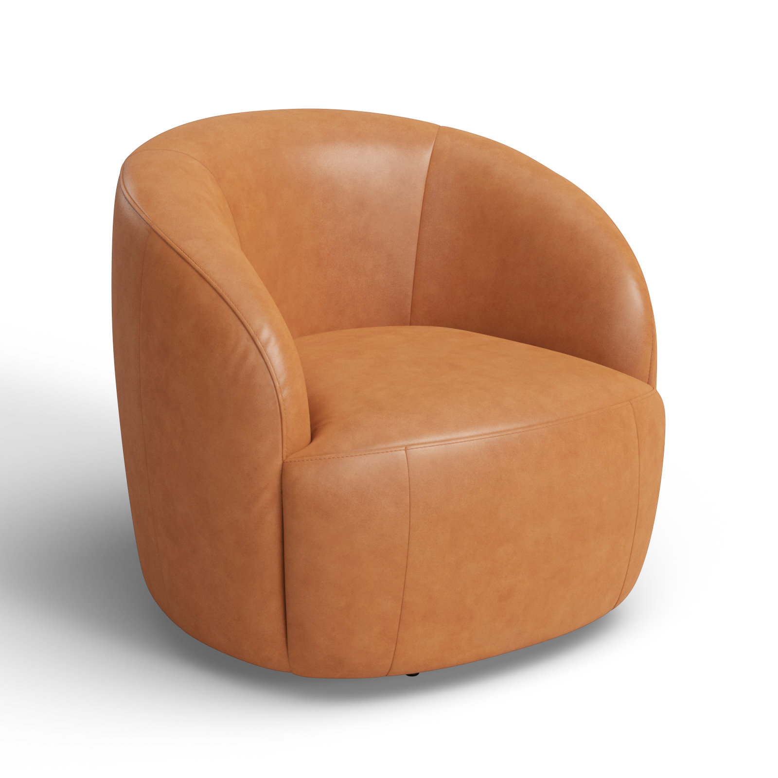 Alma Genuine Leather Swivel Barrel Chair