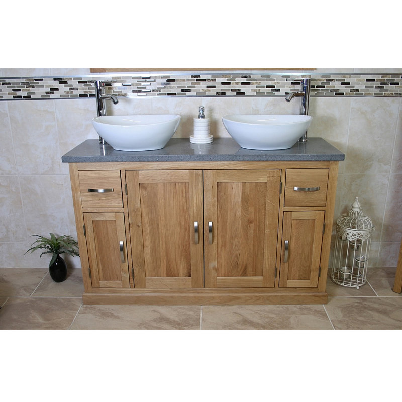 Arely 1230mm Double Bathroom Vanity with Vessel Ceramic Basin, Grey