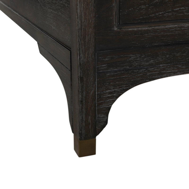 Alexandra Bed - Dark, Queen, Cerused Forest Black/Stained Gold