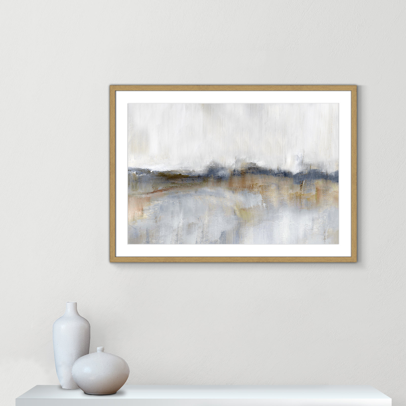 Autumnal Tide by Nan, 25.5" H x 35.5" W x 0.75" D, Natural Framed