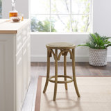 Fredericksburg Round Rattan Seat Counter Stool with Solid Wood Frame