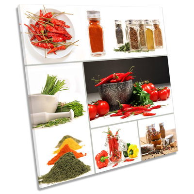 Z6099 Kitchen Spices Collage Modern Picture - Wrapped Canvas Print