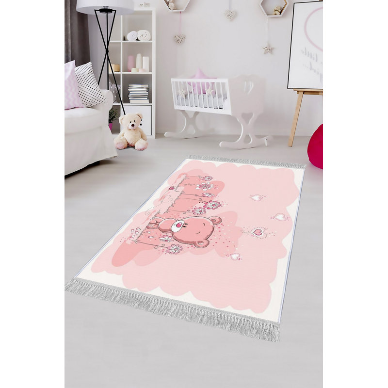 Galewood Cotton Pink/White Rug, Rectangle 180 x 280cm