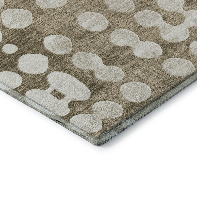 Tapis taupe Prisco lavable à la machine de qualité supérieure, Rectangle 2 pi 6 po x 3 pi 10 po
