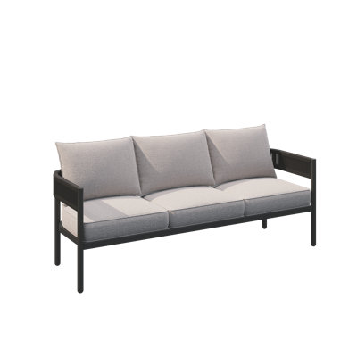 Outdoor 3-Seat Couch Sofa, Wicker Conversation Set with Thick Cushion for Porch, Garden, Yard, Natural