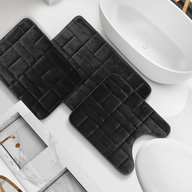 Memory Foam Non-Slip Bath Rug, Black