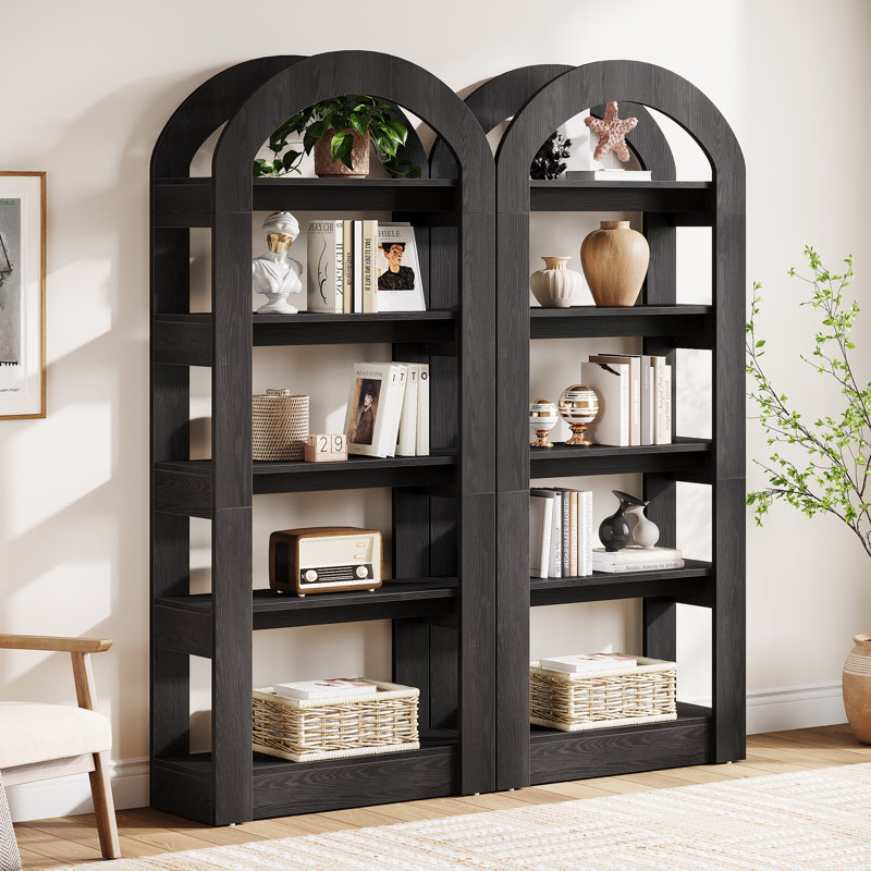 70.87" H 5-Tier Arched Bookcase, Black, 2