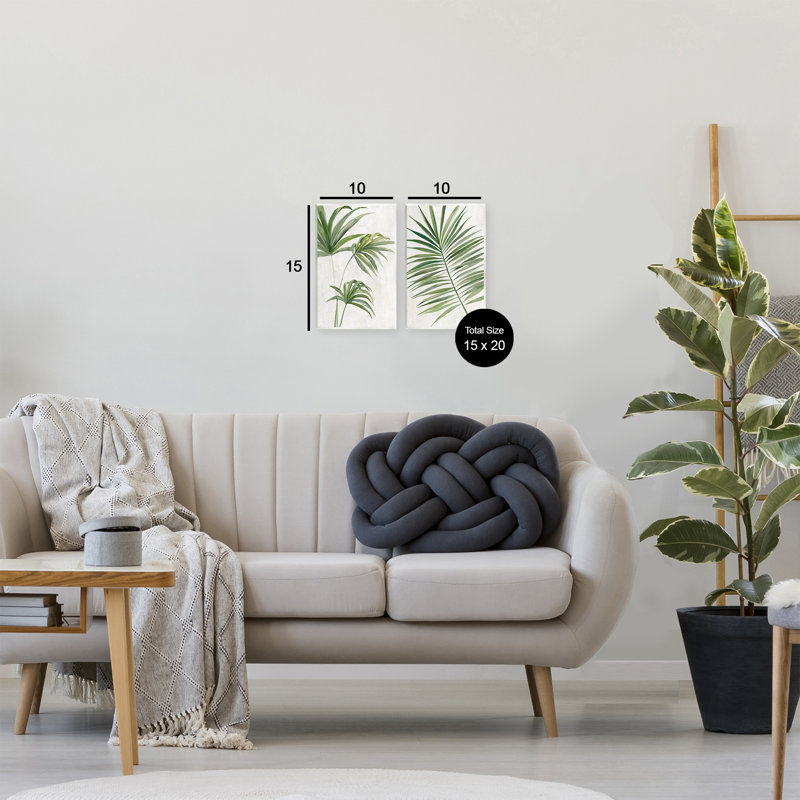 Ensemble de 2 plaques murales Breezy Tropical Palms, design par Hannah Dawson, H 15 po x l 20 po