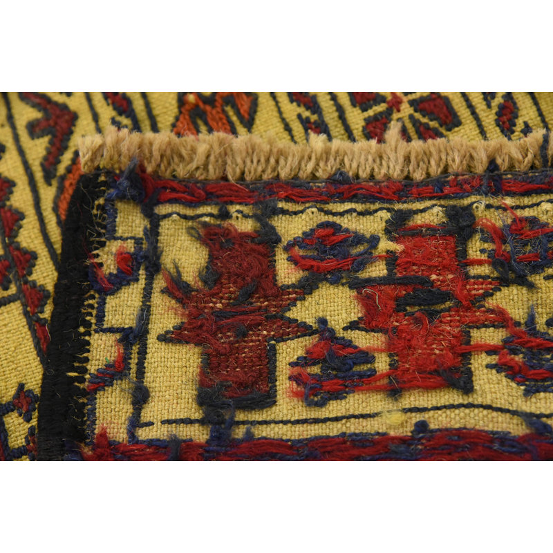 Tapis beige en laine 3 pi 10 po x 6 pi 7 po one-of-kind à la main noué la new Warminster