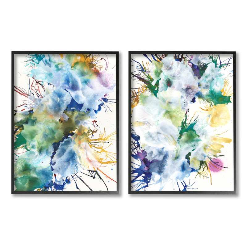 «Modern Urban Rainbow Splatter», ensemble de 2 estampes numériques par Jodi Fuchs, Giclée encadrée noir minuit