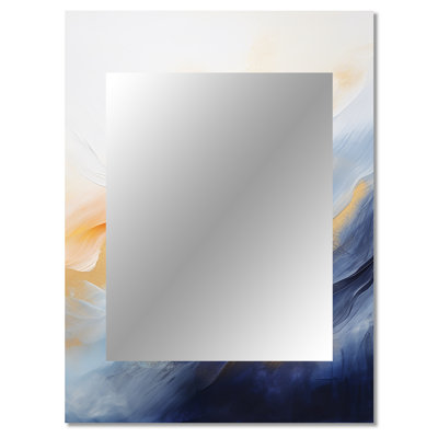 Blue and yellow marble storm II - Abstract Painting Wall Mirror, Blue Decorative Mirror, Printed Metal Art