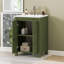 Meuble-lavabo vintage 24 po avec lavabo en céramique, tablette réglable