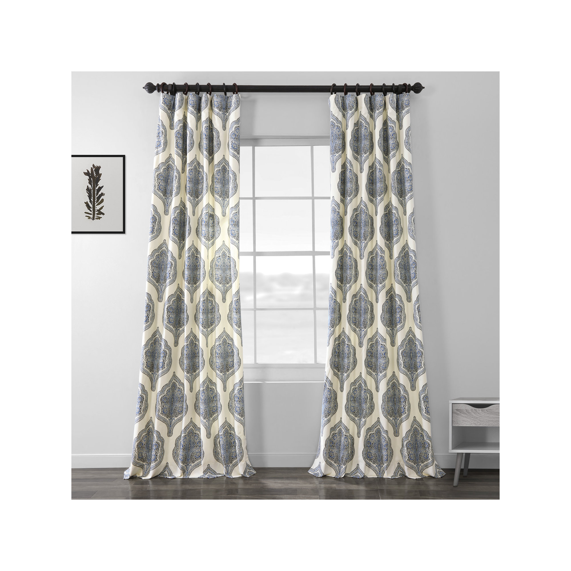 Lawhon Room Darkening 100% Cotton Curtain, 50"W x 96"L, Blue