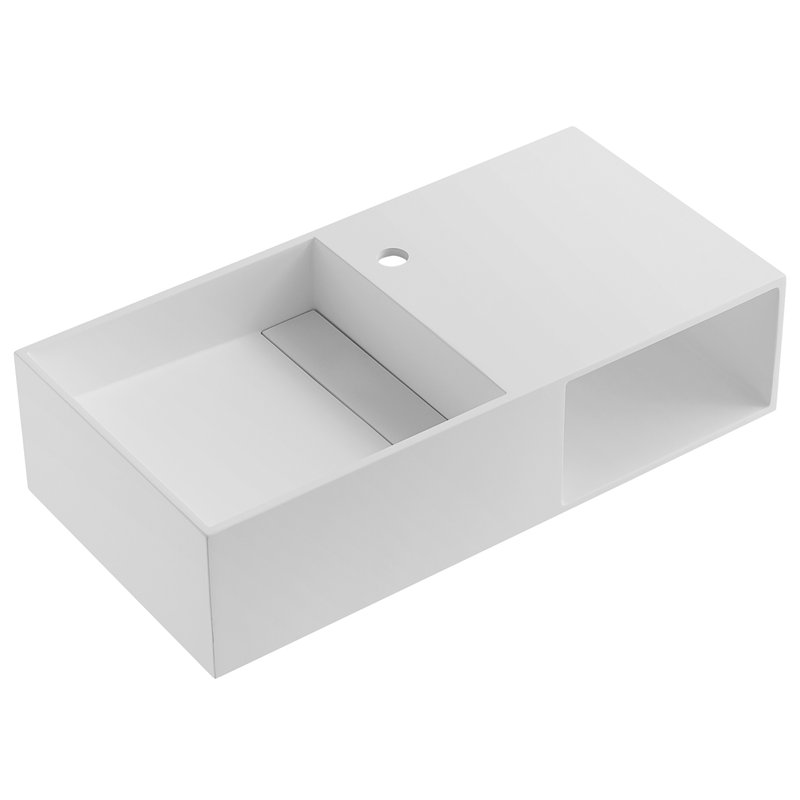 Meuble-lavabo mural ou de comptoir 32 po avec plateau et espace de rangement, Blanc