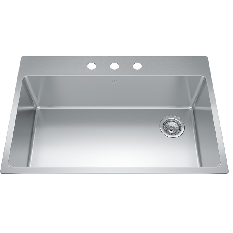 Évier de cuisine encastré avec crépine L 33 po x l 22 po Brookmore, 3 trous
