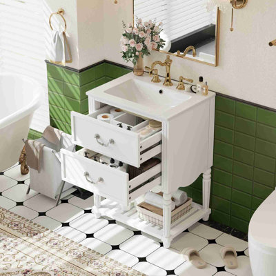 24" Bathroom Vanity with Ceramic Sink