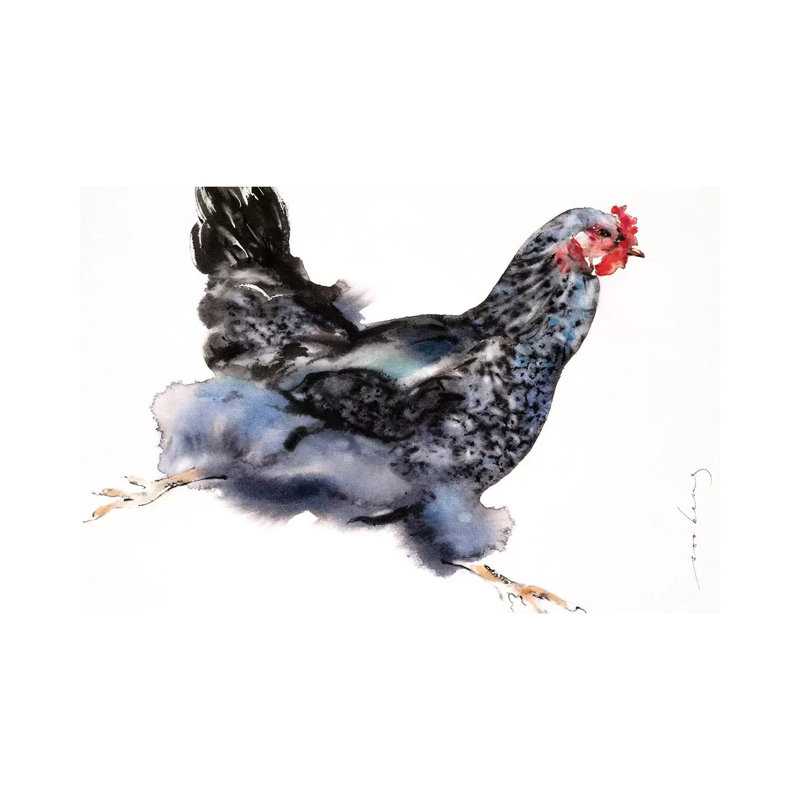 Sprint Chicken 1 Piece Wrapped Canvas Painting, 20.32 cm H x 30.48 cm W