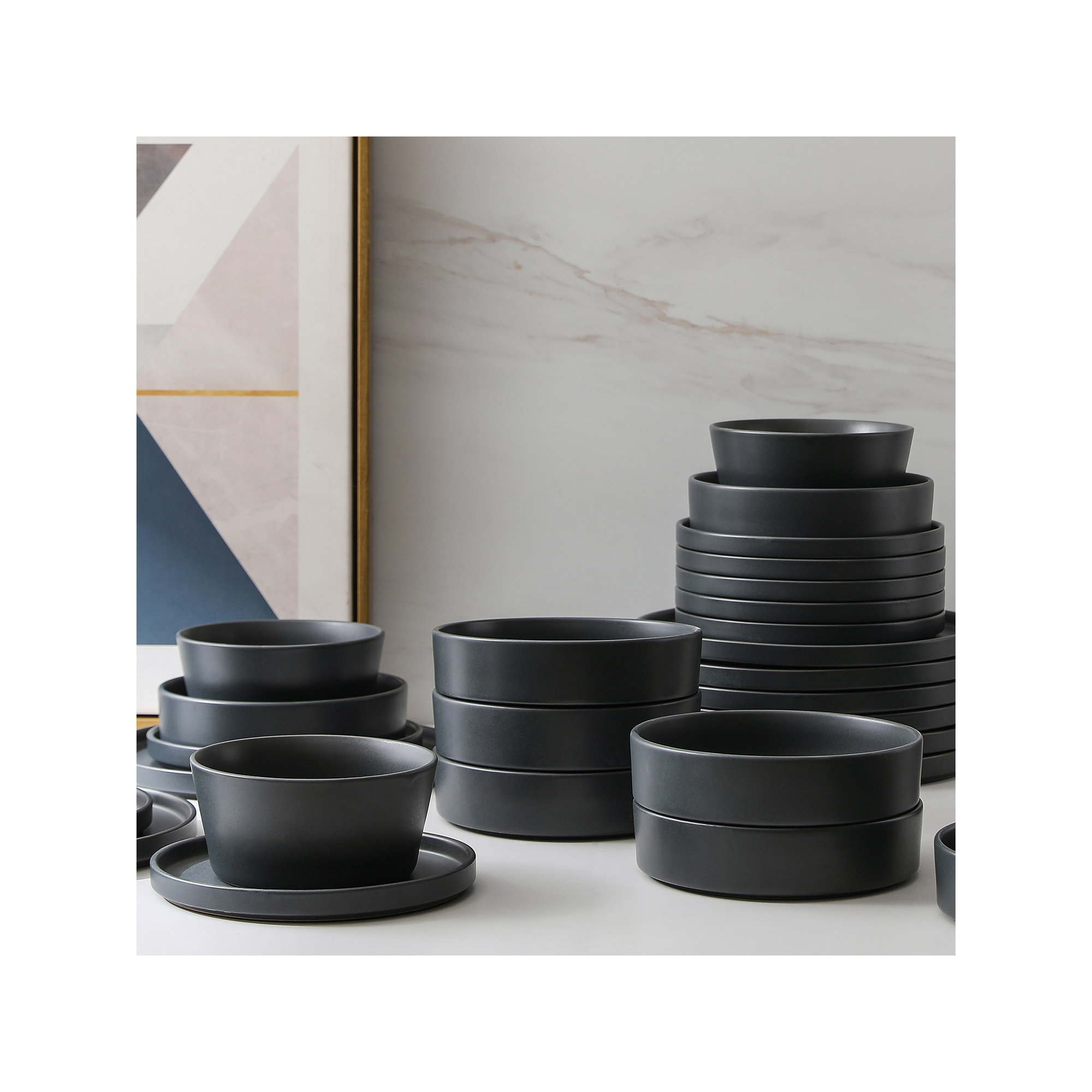 Stone Lain Celina Dinnerware Set Stoneware, Grey, 32