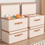 Ensemble de 6 paniers de rangement pliables en tissu avec couvercle rabattable et poignées, boîte à couvertures pour la maison, le bureau, le placard, beige-43650949